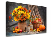 Klasický obraz na plátně s motivem FAREBNÉ KVĚTY, květy, příroda v fialovo-růžových odstínech, teplá atmosféra, vhodný do pracovny | Obraz na stěnu FAREBNÉ KVETY_166-11 – produkt