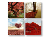 Kolážový obraz na plátně s motivem Colorful world, stromy, příroda v béžovo-modrých odstínech, romantická atmosféra, příroda a láska, vícedílné provedení – hlavní