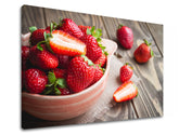 Klasický obraz na plátně s motivem JAHODY v růžovo-zelených odstínech, svěží atmosféra, vhodný do kuchyně | Obraz na stěnu JAHODY_084-11 – produkt