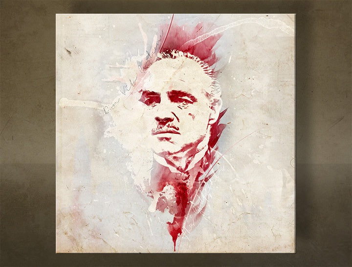 Moderní obraz na plátně s motivem Godfather Marlon Brando - AQUArt v bílo-béžových odstínech, intenzivní atmosféra, filmový svět a síla a moc – hlavní