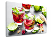 Klasický obraz na plátně s motivem LETNÝ DRINK v zeleno-červených odstínech, vhodný do kuchyně | Obraz na stěnu LETNÝ DRINK_089-11 – produkt