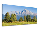 V boho stylu obraz na plátně s motivem PANORÁMA SLOVENSKO, les, obloha, krajina, příroda v modro-šedých odstínech, klidná atmosféra, vhodný do obývacího pokoje – hlavní