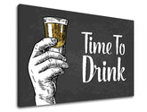 Vintage obraz na plátně s motivem dětský motiv v bílo-zlatých odstínech | Obraz na stěnu s textom Time to drink, nástěnná dekorace – produkt