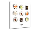 Industriální obraz na plátně s motivem SUSHI, příroda v bílo-černých odstínech, vhodný do kuchyně | Obraz na stěnu SUSHI_067-12 – produkt