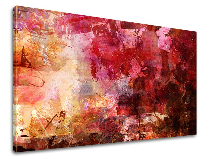 Pop art obraz s motivem tahy štětcem v růžovo-červených odstínech | Obraz na stěnu ABSTRAKT, pohyb a vášeň – náhled