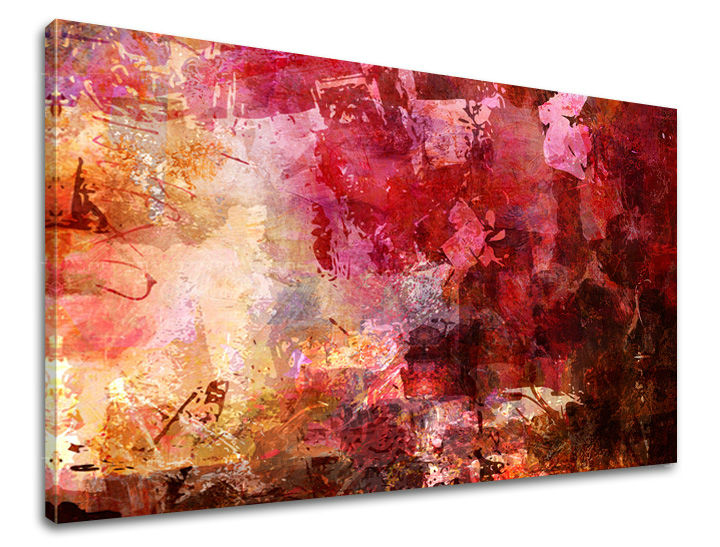 Pop art obraz na plátně s motivem tahy štětcem v růžovo-červených odstínech, energická atmosféra, pohyb a vášeň, vhodný do obývacího pokoje | Obraz na stěnu ABSTRAKT – hlavní