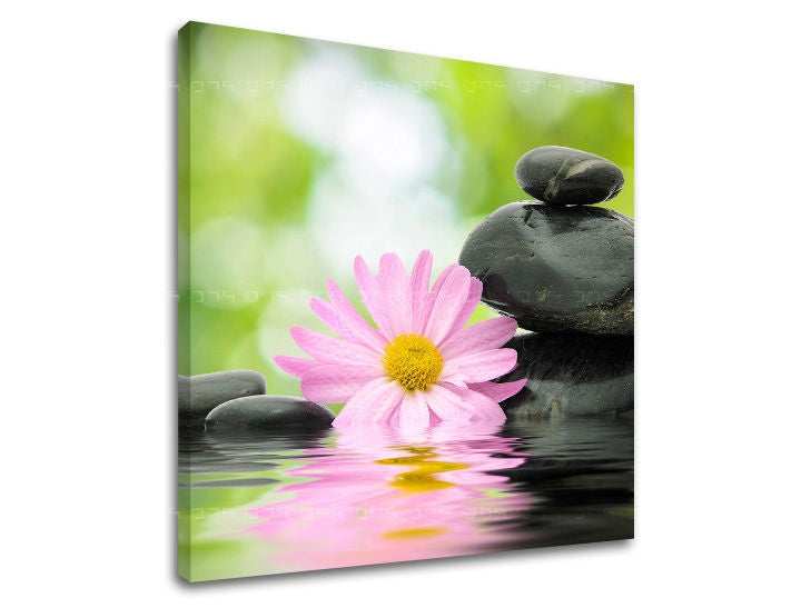 Art deco obraz s motivem FENG SHUI, krajina, mapa v modro-stříbrných odstínech | Obraz na stěnu FENG SHUI, vnitřní klid a příroda – náhled