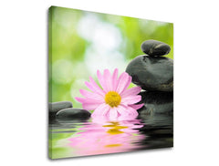 Art deco obraz s motivem FENG SHUI, krajina, mapa v modro-stříbrných odstínech | Obraz na stěnu FENG SHUI, vnitřní klid a příroda – náhled