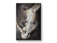Ručně malovaný obraz na zeď NOSOROŽEC 80x120 cm – 3D perspektiva canvasu na dřevěném rámu | 100 % originál | akryl na plátně ARTMIE | Papilora.sk