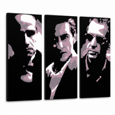 Ručně malovaný obraz POP Art KMOTR 3 dílný god3 – 3D vizualizace ručně malovaného plátna na bílém pozadí. Dominantní barvy: černá, růžová, bílá.