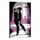 Ručně malovaný obraz POP Art Michael Jackson 1 kus mj3 – 3D vizualizace ručně malovaného plátna na bílém pozadí. Dominantní barvy: černá, růžová, šedá, bílá.