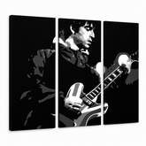 Ručně malovaný obraz POP Art Oasis 3 kusy oa2 – 3D vizualizace ručně malovaného plátna na bílém pozadí. Dominantní barvy: černá, šedá, bílá, strieborná.
