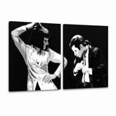 Ručně malovaný obraz POP Art Pulp Fiction 2 kusy pulp3 – 3D vizualizace ručně malovaného plátna na bílém pozadí. Dominantní barvy: černá, bílá, šedá.