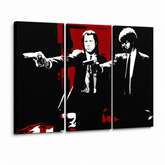 Ručně malovaný obraz POP Art Pulp Fiction 3 dílná pulp5 – 3D vizualizace ručně malovaného plátna na bílém pozadí. Dominantní barvy: černá, červená, bílá.