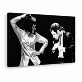 Ručně malovaný obraz POP Art Pulp Fiction 1 kus pulp4 – 3D vizualizace ručně malovaného plátna na bílém pozadí. Dominantní barvy: černá, bílá, šedá.
