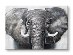 Ručně malovaný obraz na zeď SLON 100x70 cm – 3D perspektiva canvasu na dřevěném rámu | 100 % originál | akryl na plátně ARTMIE | Papilora.sk