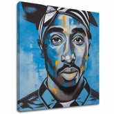 Ručně malovaný obraz na plátně s motivem Tupac Shakur - Rapper v nebi v černo-bílých odstínech, intenzivní atmosféra | Obraz Tupac Shakur - Rapper v nebi – hlavní