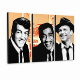 Ručně malovaný obraz POP Art Rat Pack 3 kusů rp3 – 3D vizualizace ručně malovaného plátna na bílém pozadí. Dominantní barvy: černá, bílá, oranžová.