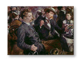 Moderní obraz na plátně s motivem Adolf Menzel - Na pivnej záhrade, pes v hnědo-bílých odstínech, městský život | Obraz na plátně Adolf Menzel - Na pivnej záhrade – produkt