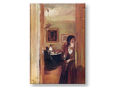 Moderní obraz na plátně s motivem Adolf Menzel - Obývačka s umelcovou sestrou v krémových odstínech, intimní atmosféra | Obraz na plátně Adolf Menzel - Obývačka s umelcovou sestrou – produkt