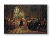 Moderní obraz na plátně v hnědo-černých odstínech, elegantní atmosféra | Obraz na plátně Adolph Menzel - Frederick Velký hrá na flaute v Sanssouci – produkt