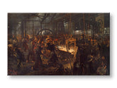 Moderní obraz na plátně s motivem Adolph Menzel - Valcovňa železa v černo-žlutých odstínech | Obraz na plátně Adolph Menzel - Valcovňa železa – produkt