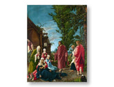 Moderní obraz na plátně s motivem krajina v modro-zelených odstínech, klidná atmosféra, příroda | Obraz na plátně Albrecht Altdorfer - Kristus odchádza od svojej Matky – produkt