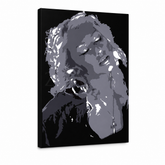 Ručně malované POP Art Christina Aguilera 1 kus cca – 3D vizualizace ručně malovaného plátna na bílém pozadí. Dominantní barvy: černá, šedá, bílá.