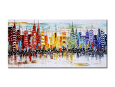 Ručně Malovaný obraz na stěnu MĚSTO 50 x 100 cm