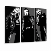 Ručně malovaný obraz POP Art Apocalyptica 3 díly apo – 3D vizualizace ručně malovaného plátna na bílém pozadí. Dominantní barvy: černá, bílá, šedá.