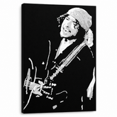 Ručně malovaný obraz POP Art Bob Dylan 1 díl bd – 3D vizualizace ručně malovaného plátna na bílém pozadí. Dominantní barvy: černá, bílá, šedá.