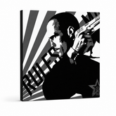Ručně malovaný obraz POP Art Courier 1 díl kur – 3D vizualizace ručně malovaného plátna na bílém pozadí. Dominantní barvy: černá, bílá, šedá.