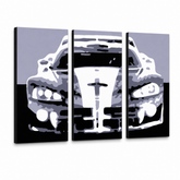 Ručně malovaný obraz POP Art Dodge Viper GTS 3dílná VIP – 3D vizualizace ručně malovaného plátna na bílém pozadí. Dominantní barvy: černá, šedá, bílá.