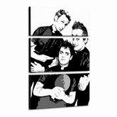 Ručně malovaný obraz POP Art Green Day 3 piece gd – 3D vizualizace ručně malovaného plátna na bílém pozadí. Dominantní barvy: černá, bílá, šedá.