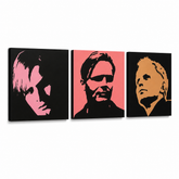 Ručně malovaný obraz POP Art Herbert Grônemeyer 3 díly hg – 3D vizualizace ručně malovaného plátna na bílém pozadí. Dominantní barvy: černá, růžová, oranžová.