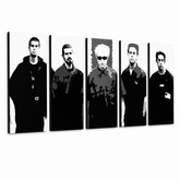 Ručně malovaný obraz POP Art LINKIN PARK 5dílná LP – 3D vizualizace ručně malovaného plátna na bílém pozadí. Dominantní barvy: černá, bílá, šedá.