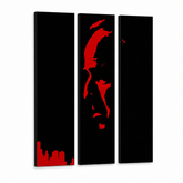 Ručně malovaný obraz POP Art Marlon Brando 3 kusy bez kosti – 3D vizualizace ručně malovaného plátna na bílém pozadí. Dominantní barvy: černá, červená.