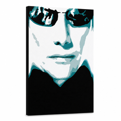Ručně malovaný obraz POP Art MATRIX 1 kus, podložka – 3D vizualizace ručně malovaného plátna na bílém pozadí. Dominantní barvy: černá, modrá, bílá.