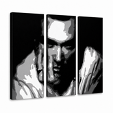 Ručně malovaný obraz POP Art Morrisey 3 dílný mor – 3D vizualizace ručně malovaného plátna na bílém pozadí. Dominantní barvy: černá, bílá, šedá.