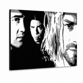 Ručně malovaný obraz POP Art Nirvana 1 kus nir – 3D vizualizace ručně malovaného plátna na bílém pozadí. Dominantní barvy: černá, bílá, šedá.