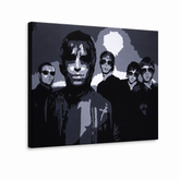 Ručně malovaný obraz POP Art Oasis 1 kus oa – 3D vizualizace ručně malovaného plátna na bílém pozadí. Dominantní barvy: černá, šedá, bílá.