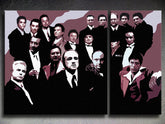 Pop art obraz na plátně s motivem The MAFIA Family, automobil v bílo-černých odstínech, dramatická atmosféra, rodina a síla a moc, vhodný do obývacího pokoje – hlavní