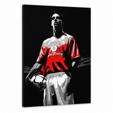 Ručně malovaný obraz POP Art Ruud van Nistelrooy 1 kus rvn – 3D vizualizace ručně malovaného plátna na bílém pozadí. Dominantní barvy: černá, červená, bílá, šedá.