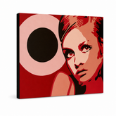 Ručně malovaný obraz POP Art Twigy 1 kus 0001 tw – 3D vizualizace ručně malovaného plátna na bílém pozadí. Dominantní barvy: červená, růžová, černá, béžová, oranžová.