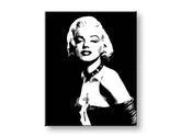 Ručně malovaný obraz na plátně s motivem Marilyn Monroe v černo-bílých odstínech, dramatická atmosféra, sláva a ikonografie | Ručně malovaný POP Art obraz Marilyn Monroe – hlavní