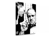 Moderní obraz na plátně s motivem GODFATHER v černo-bílých odstínech, dramatická atmosféra, rodina a síla a moc | POP Art obraz GODFATHER – produkt