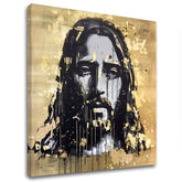 Se zlatým tiskem obraz na plátně s motivem Heavenly Gaze, krajina, náboženský motiv v zlato-černých odstínech, slavnostní atmosféra, vhodný do obývacího pokoje – hlavní