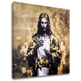 Se zlatým tiskem obraz na plátně s motivem Strength of Christ, krajina, náboženský motiv v bílo-zlatých odstínech, slavnostní atmosféra, vhodný do obývacího pokoje – hlavní