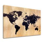 Se zlatým tiskem obraz na plátně s motivem World in Gold, mapa světa, cestovatelský motiv, mapa, příroda v zlato-černých odstínech, vhodný do kanceláře – hlavní
