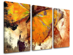 Pop art obraz na plátně s motivem motýl v hnědo-oranžových odstínech, teplá atmosféra, příroda, třídílné provedení, vhodný do obývacího pokoje | Obraz na stěnu ABSTRAKT – hlavní